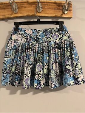 Laura Ashley Floral Pleated Mini Skirt in Blue and Lavender